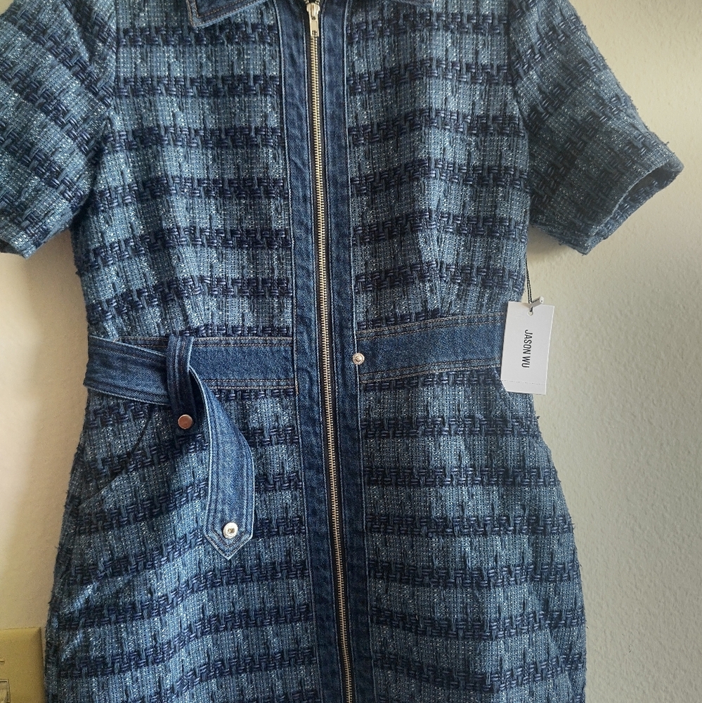 New Jason Wu tweed blue denim dress